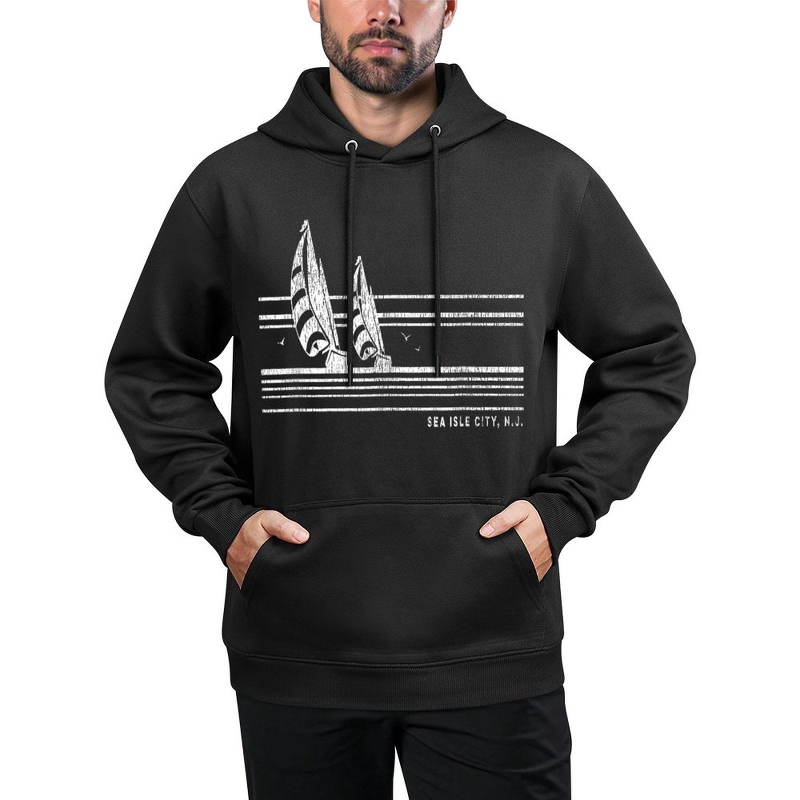 Sea Isle City NJ Vintage Sailing 70s Nautical Sailboat Shrink-Resistant Hoodie