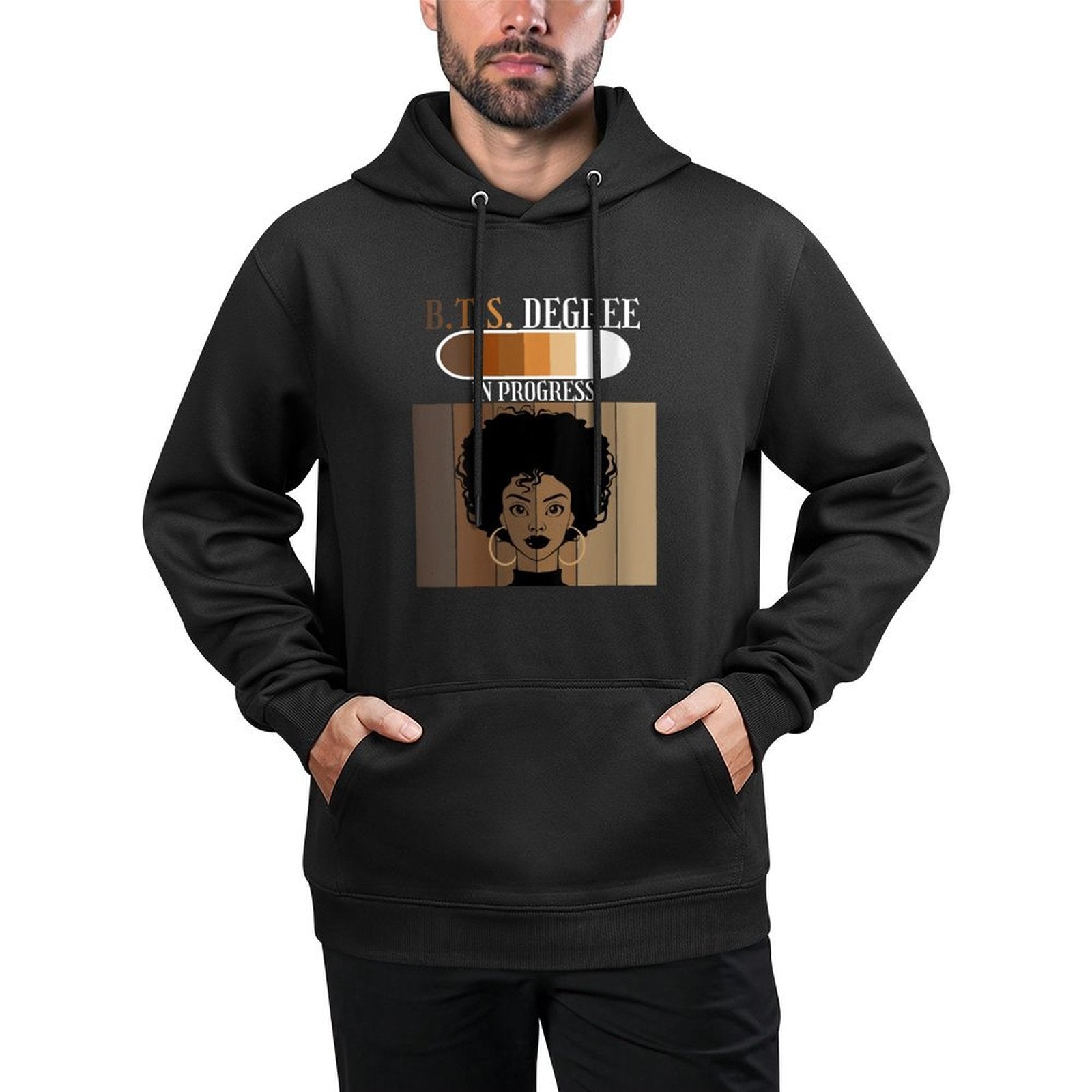 Womens Bachelor of Tourist Studies BTS Degree In Progress Afro Medium-Weight Fabric Hoodie