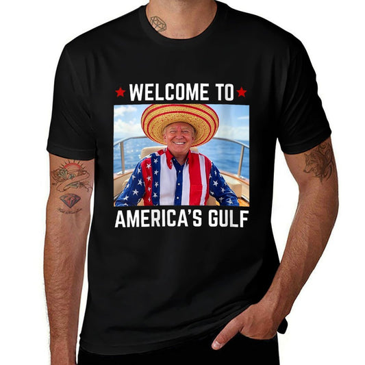 Womens Trump America's Gulf Mexico President Trump Sombrero  Oversized Silhouette T-Shirt