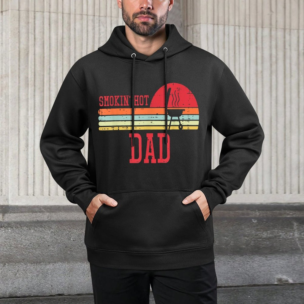 Smokin Hot Dad Chest Sunset Retro Grill Bbq Daddy Papa Men Colorfast Hoodie