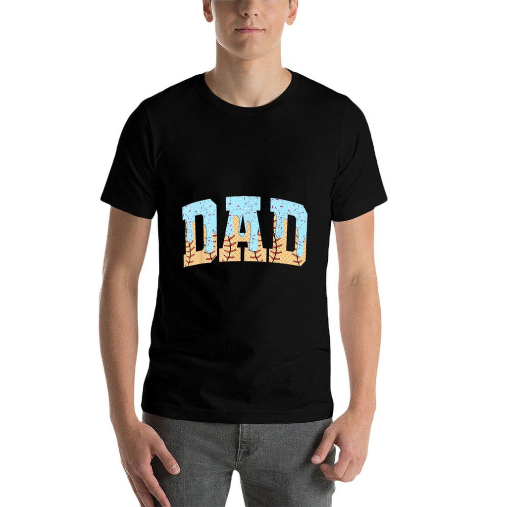 Baseball Dad Ice Cream Drip Fathers Day  Durable T-Shirt