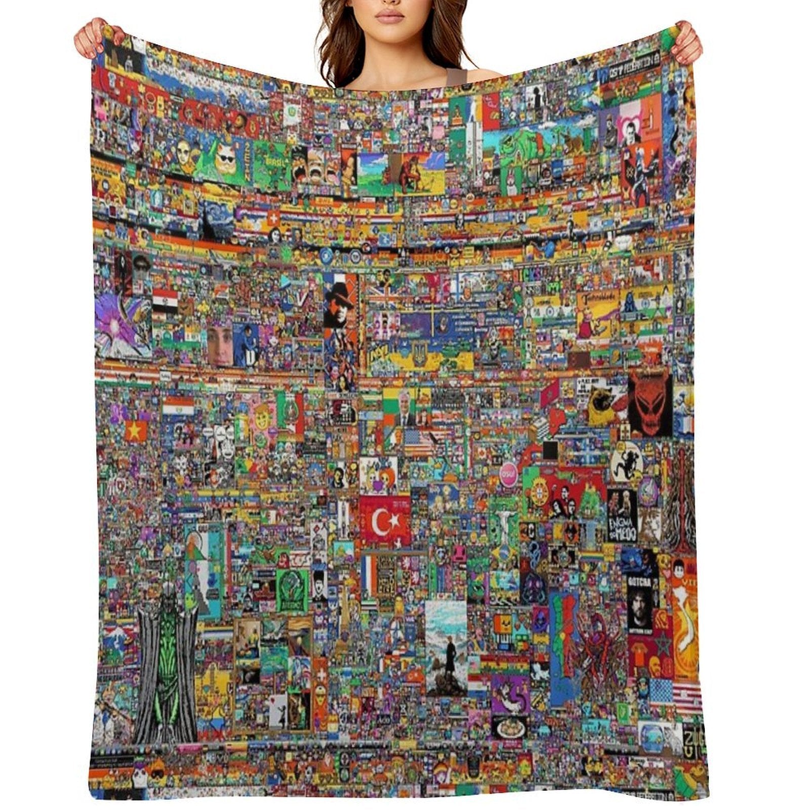 Final Canvas of Reddit Place 2023 Comfort Throw Blanket
