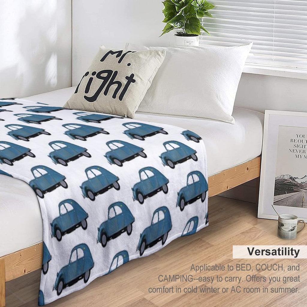 2CV Deux Chevaux Teal Version Velvety-soft Throw Blanket