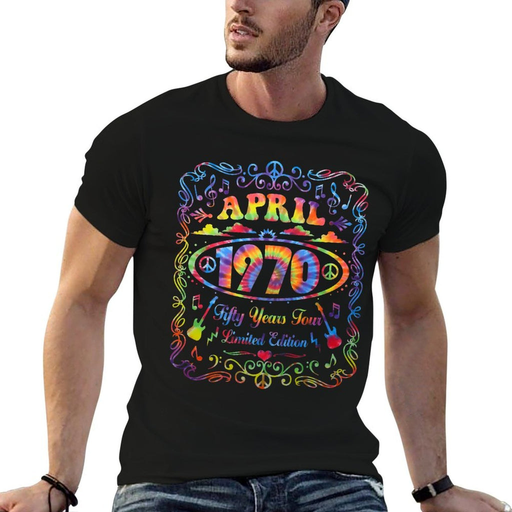 April 1970 50th Birthday Music Festival Lover Hippie Retro Premium  Fade-proof Color T-Shirt