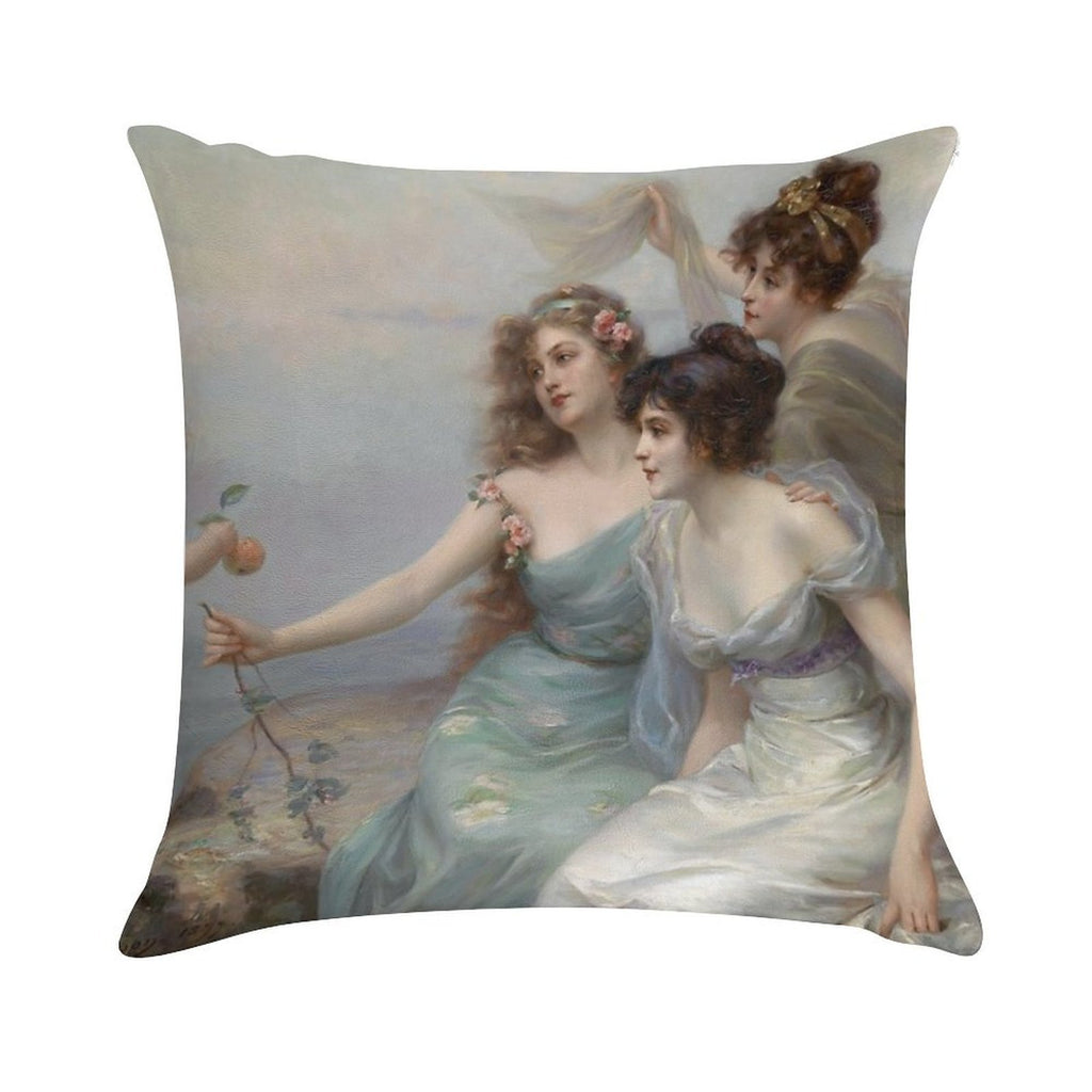 The Three Graces, by Edouard Bisson. Soft Decorative Cover Throw Pillow