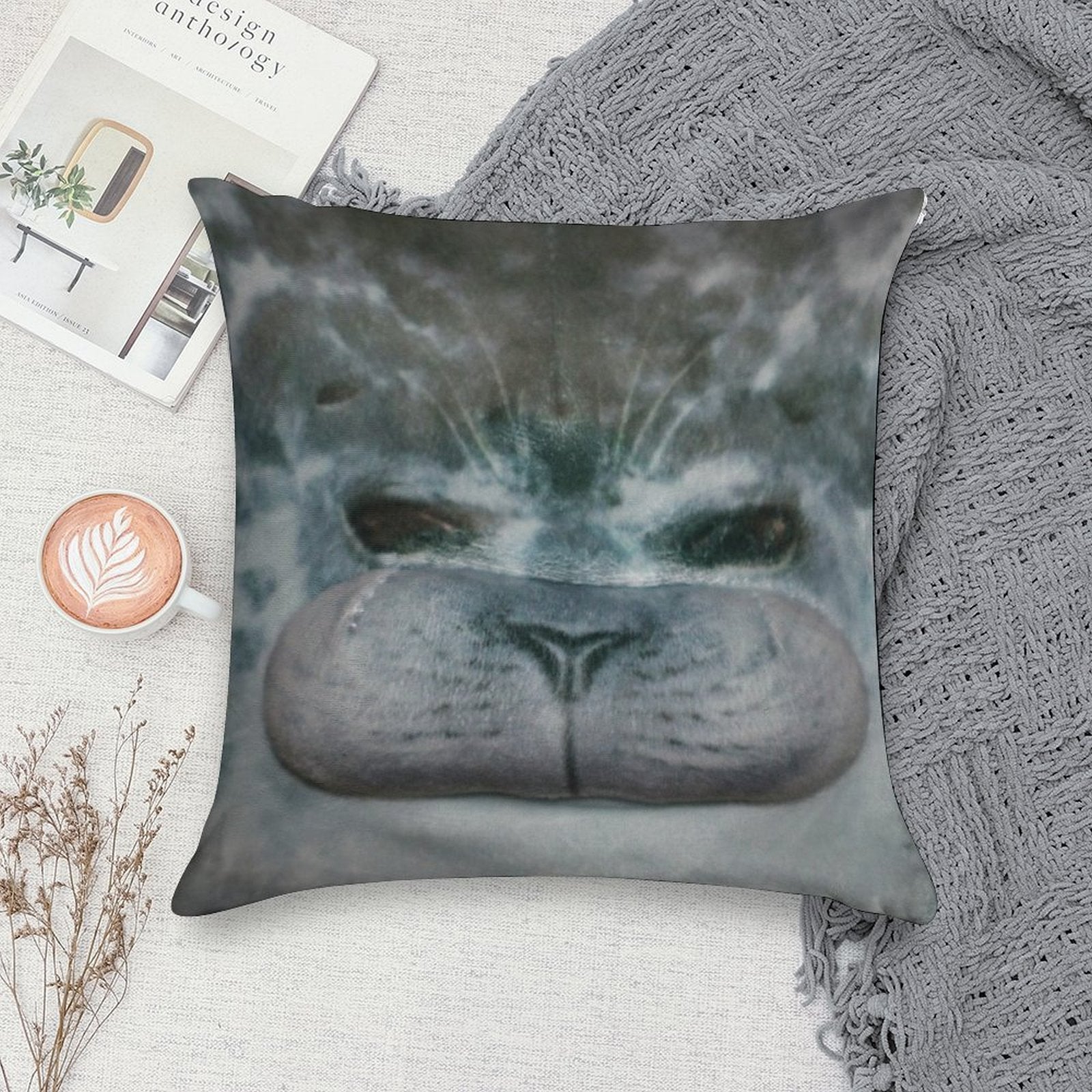 Chubby Blob Seal Soft Ultra-Soft Texture Throw Pillow