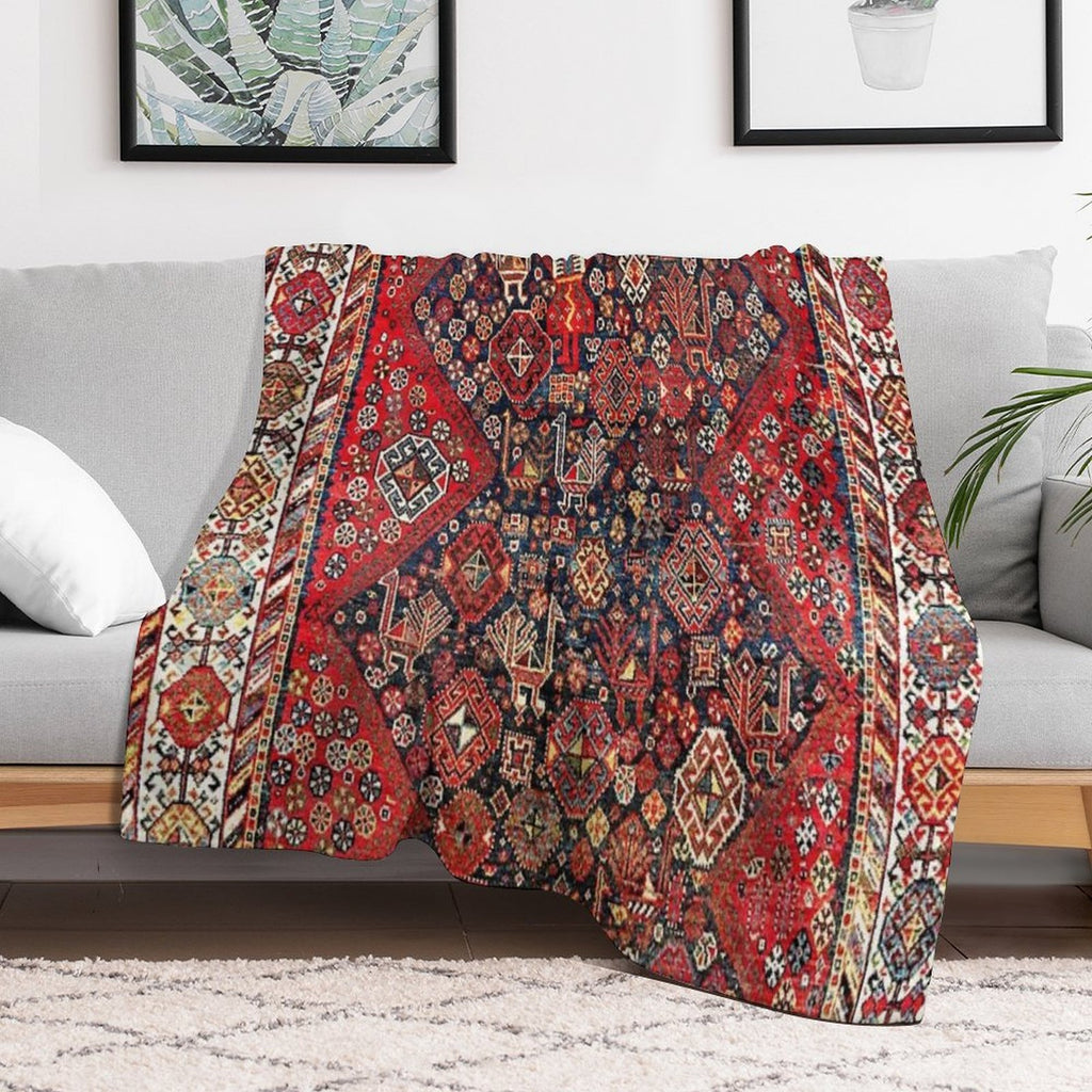 Qashqa’i Fars Southwest Persian Nomad Rug Print Premium Throw Blanket
