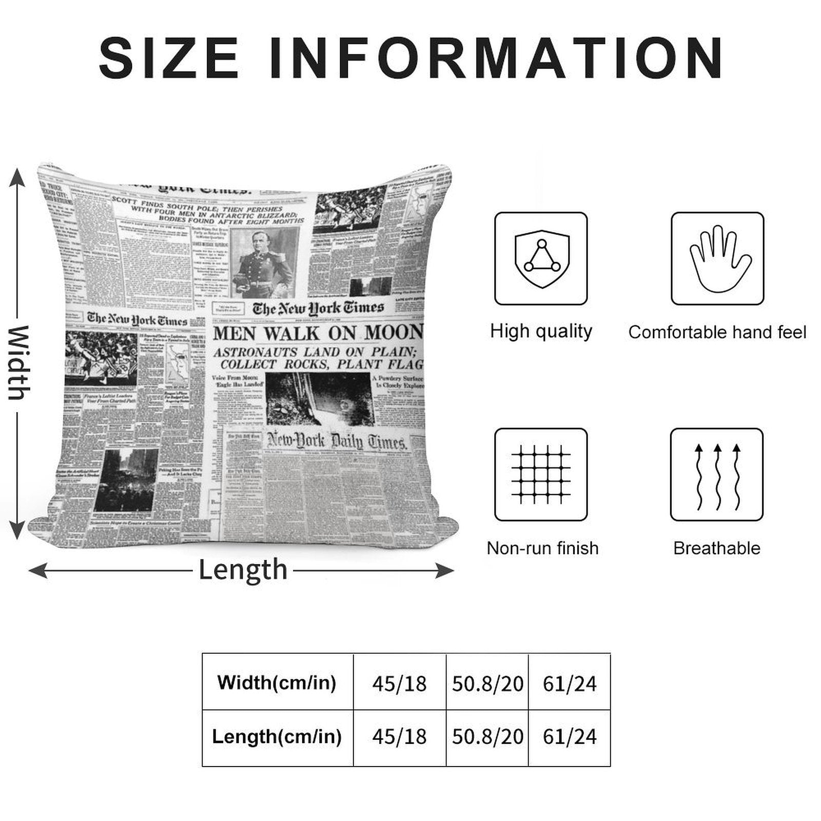 Newspaper Print [white] Soft Skin-Friendly Throw Pillow