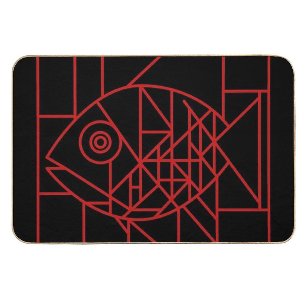 Fish in Red Lines  Eco-Friendly Bath Mat