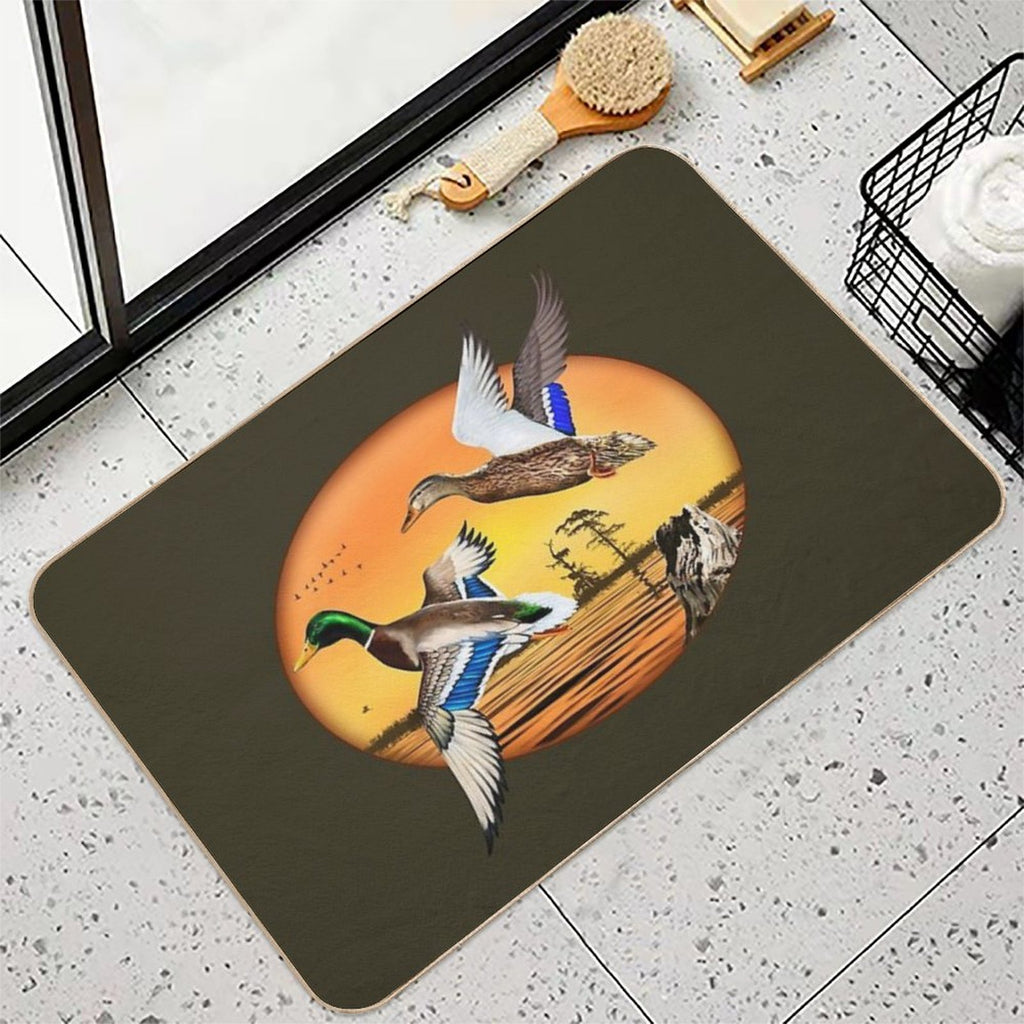 Mallard Ducks at Sunset  Easy To Clean Bath Mat