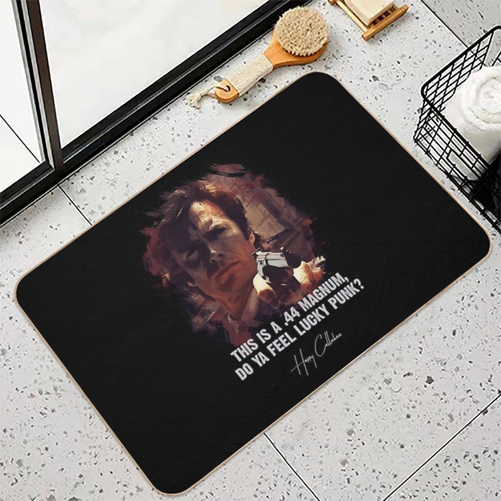 ★ DIRTY HARRY ★ Do Ya Feel Lucky Punk ➢ Clint Eastwood Famous Movie Quote ♛  Repositionable Bath Mat