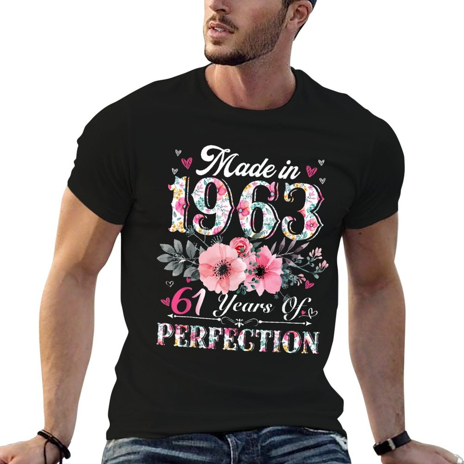 61 Year Old Made In 1963 Floral 61st Birthday Gifts Women  Affordable Price T-Shirt