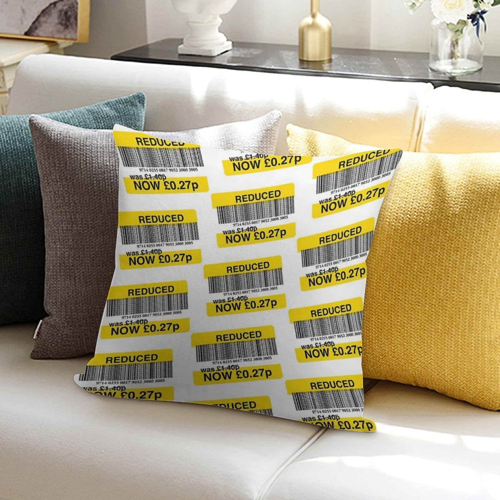 Tesco Reduced Yellow Sticker - Grab A Bargain Soft Decorative Cover Throw Pillow