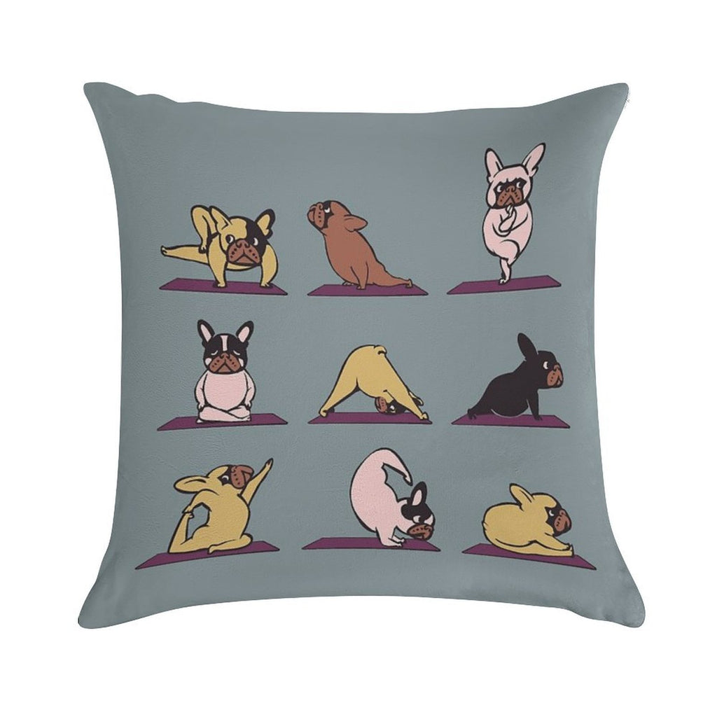 Frenchie Yoga Soft Reinforced Edging Throw Pillow