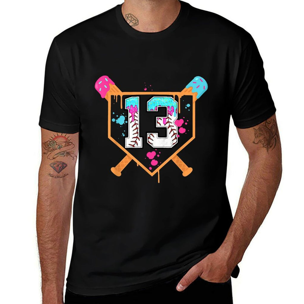 Baseball 13th Birthday Ice Cream Drip 13 Years Old Bday Boy  Relaxed-fit T-Shirt