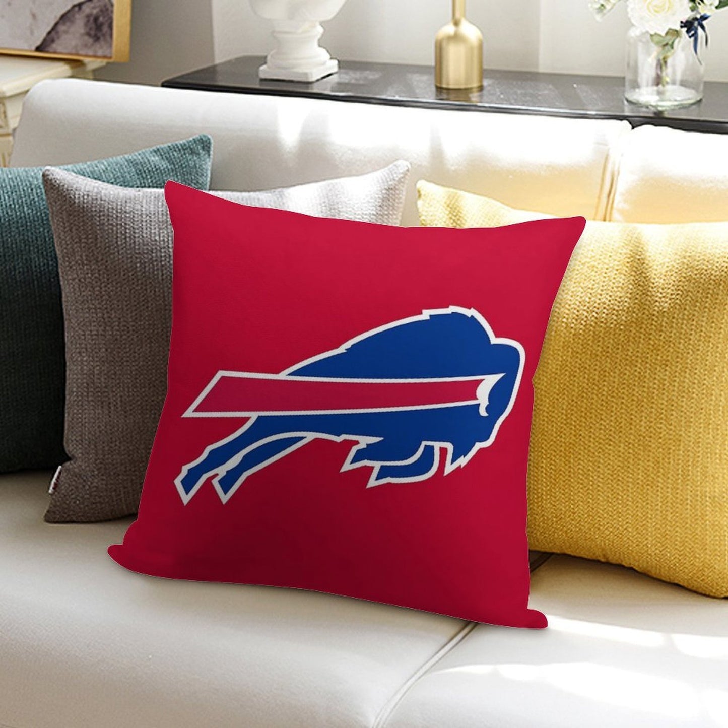 The_Bills_Logo Soft High-Density Material Throw Pillow