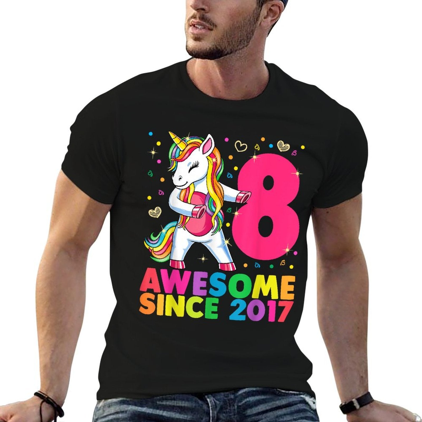 8 Years Old Unicorn Flossing 8th Birthday Girl Unicorn Party  Lightweight T-Shirt