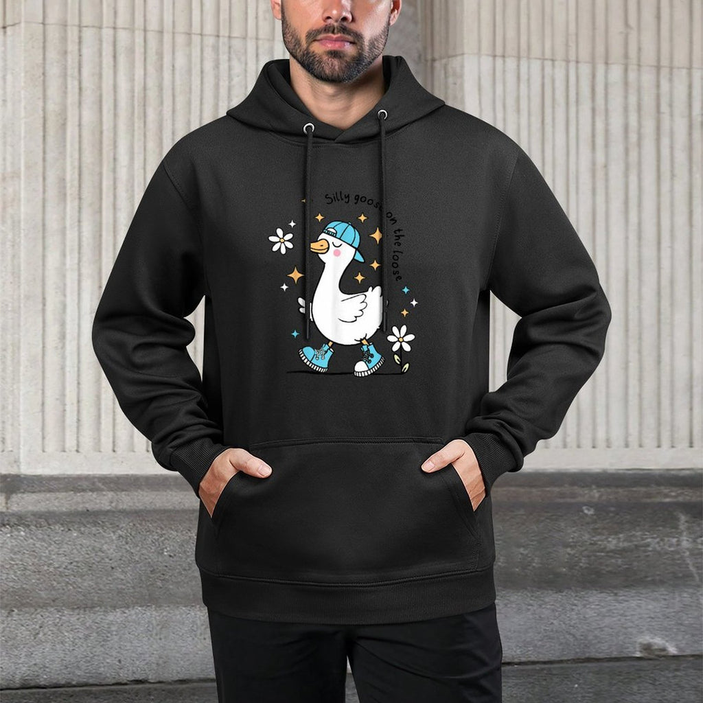 Silly Goose On The Loose Cute Goose Aesthetic Trendy Meme Durable Construction Hoodie