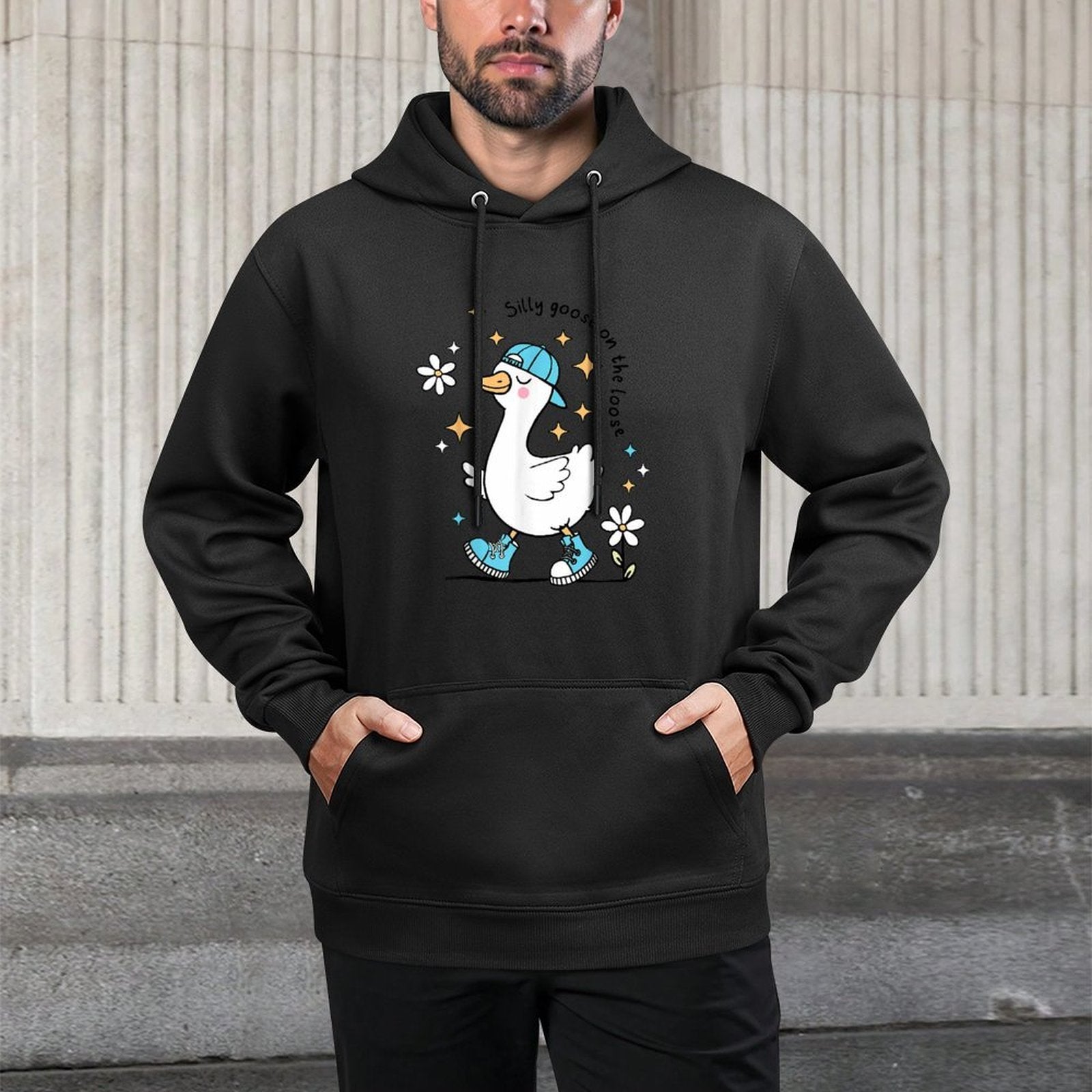 Silly Goose On The Loose Cute Goose Aesthetic Trendy Meme Durable Construction Hoodie