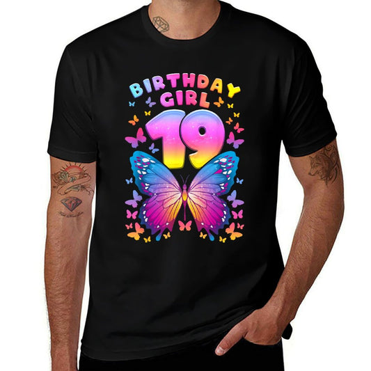 19th Birthday, Girl 19 Years, Butterfly, Number 19  Eco-friendly Material T-Shirt