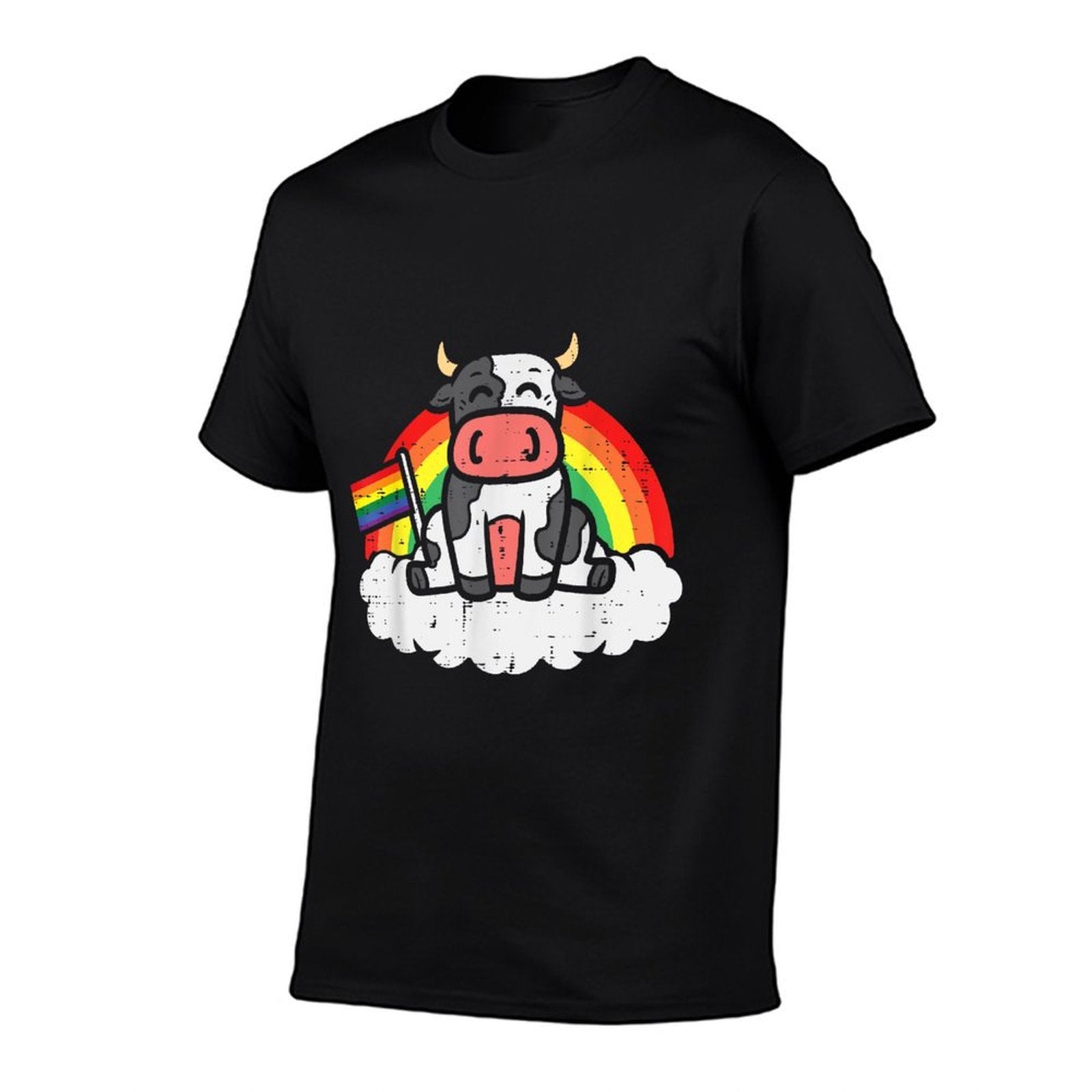 Rainbow Cow LGBT Pride Month Gay Ally Farmer Animal Comfortable T-Shirt