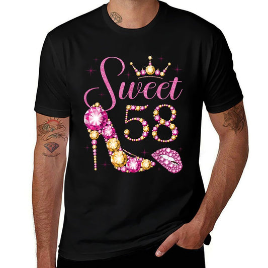 Sweet 58 Years Old 58th Birthday Queen Princess Bday Party  Wrinkle-resistant T-Shirt