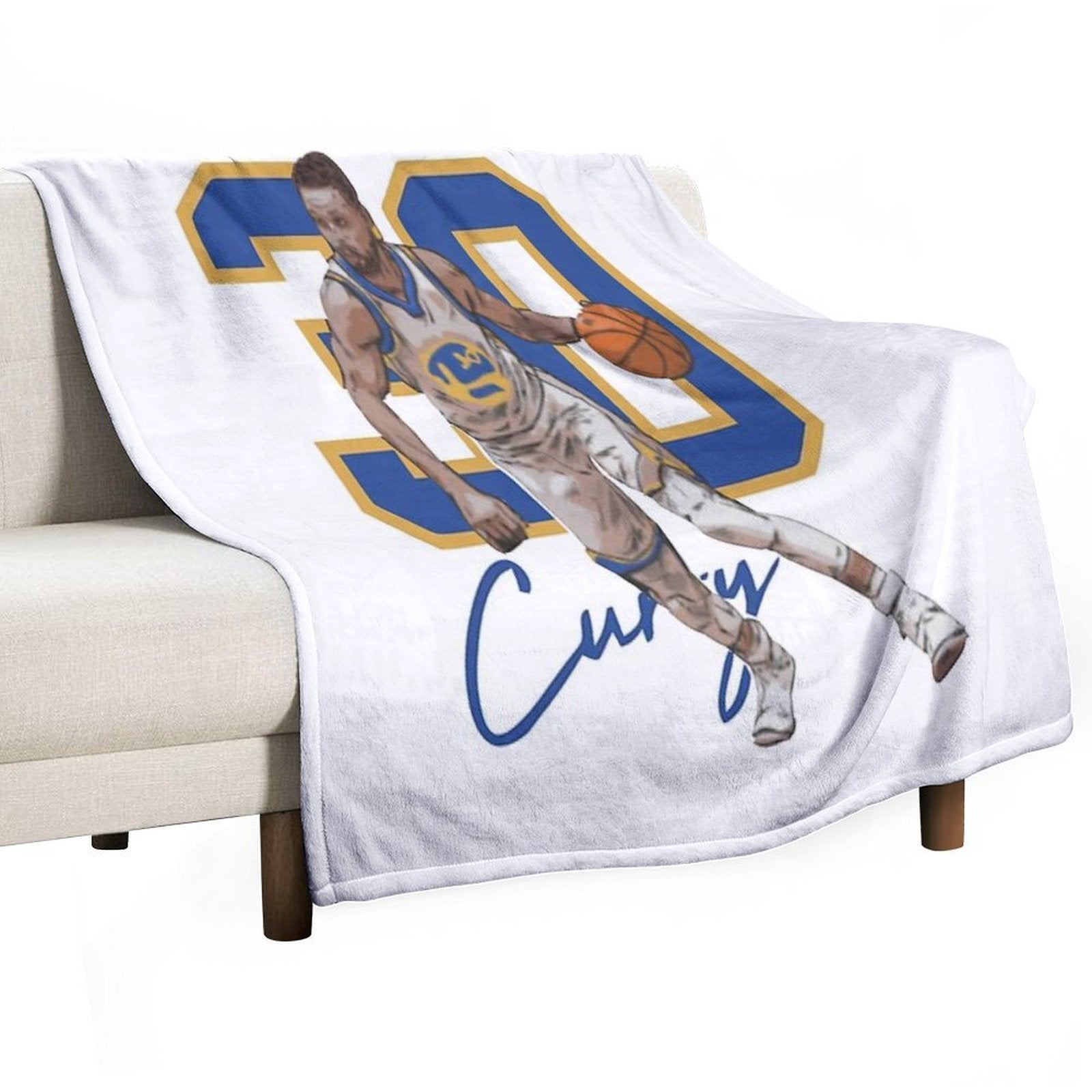 Stephen Curry Golden State Basketball Illustration Eco-conscious Throw Blanket