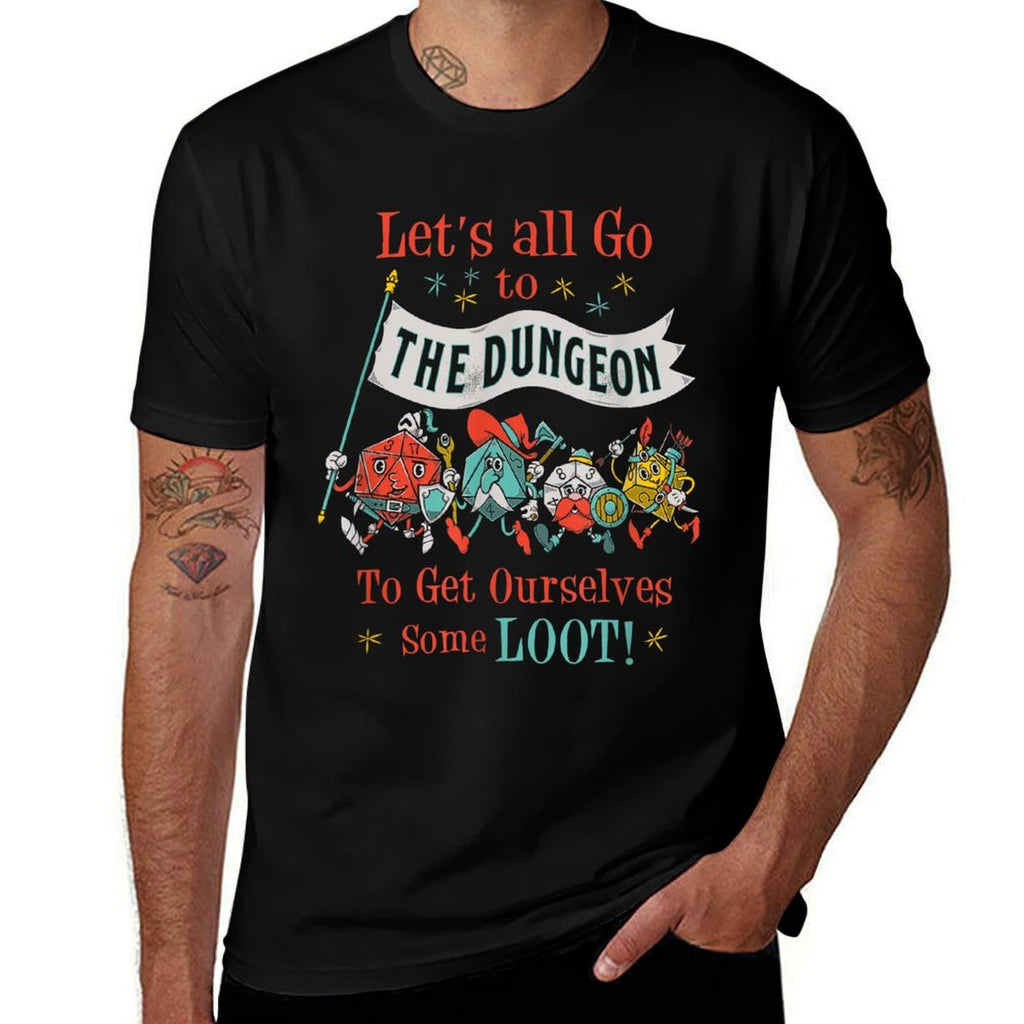 Lets Go To The Dungeon - Vintage Cartoon Fantasy Game Dice  Quick-drying T-Shirt