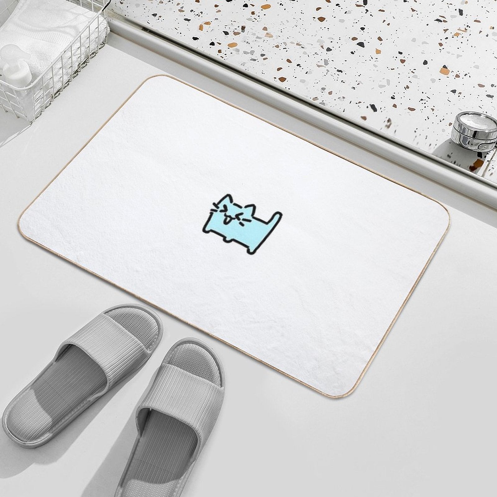 XD Cat - Pastel Blue  Odorless Bath Mat