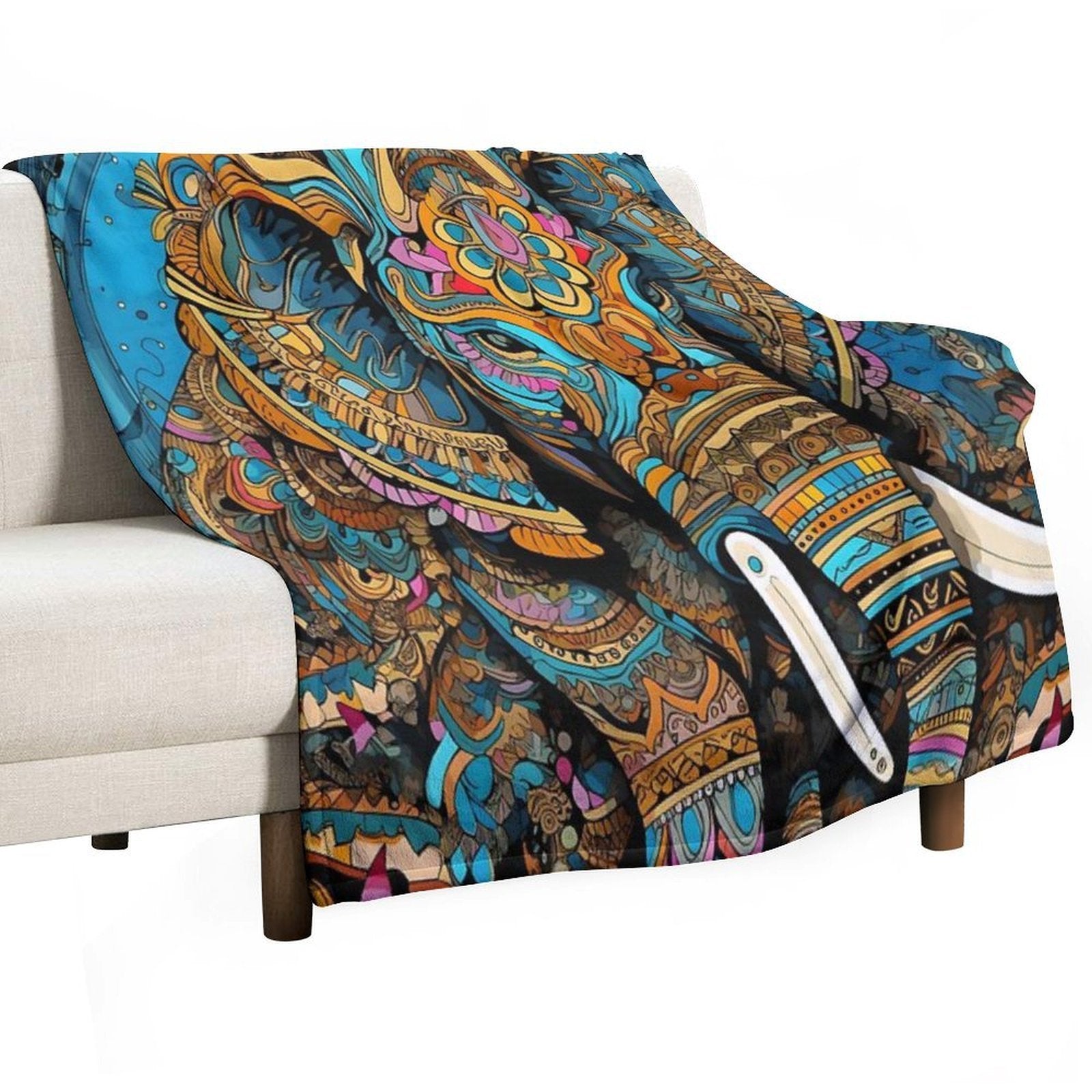 Elephant, Animal Abstract Artwork, Thailand Compact Throw Blanket