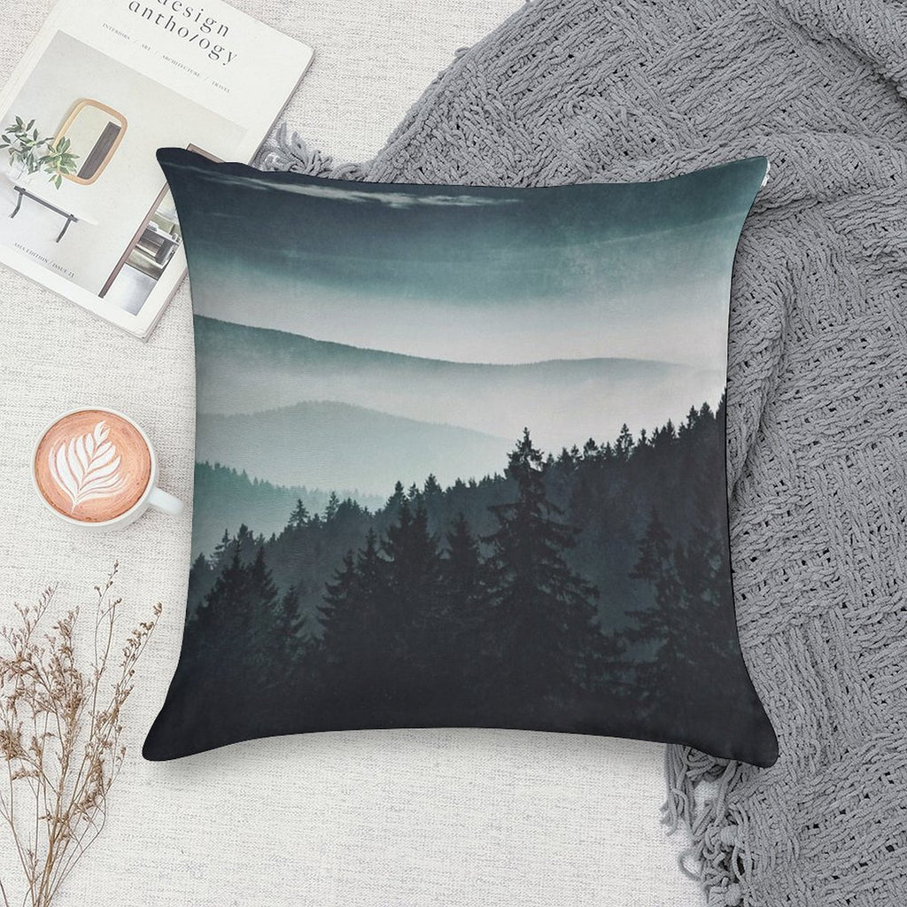 Mountain Light Soft Short Plush Fabric Throw Pillow