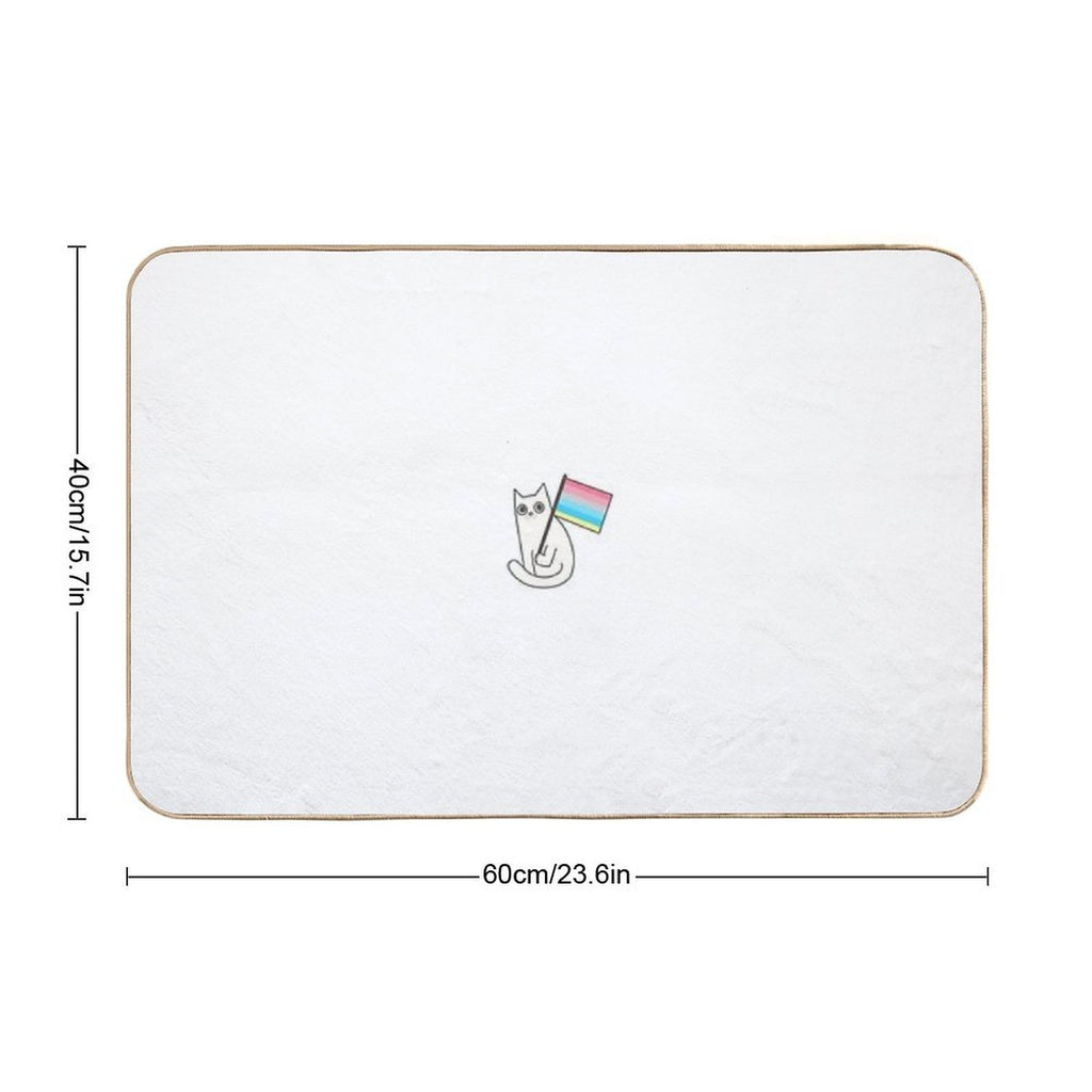 Genderflux Pride Flag White Cat Sticker  Non-Slip Bath Mat