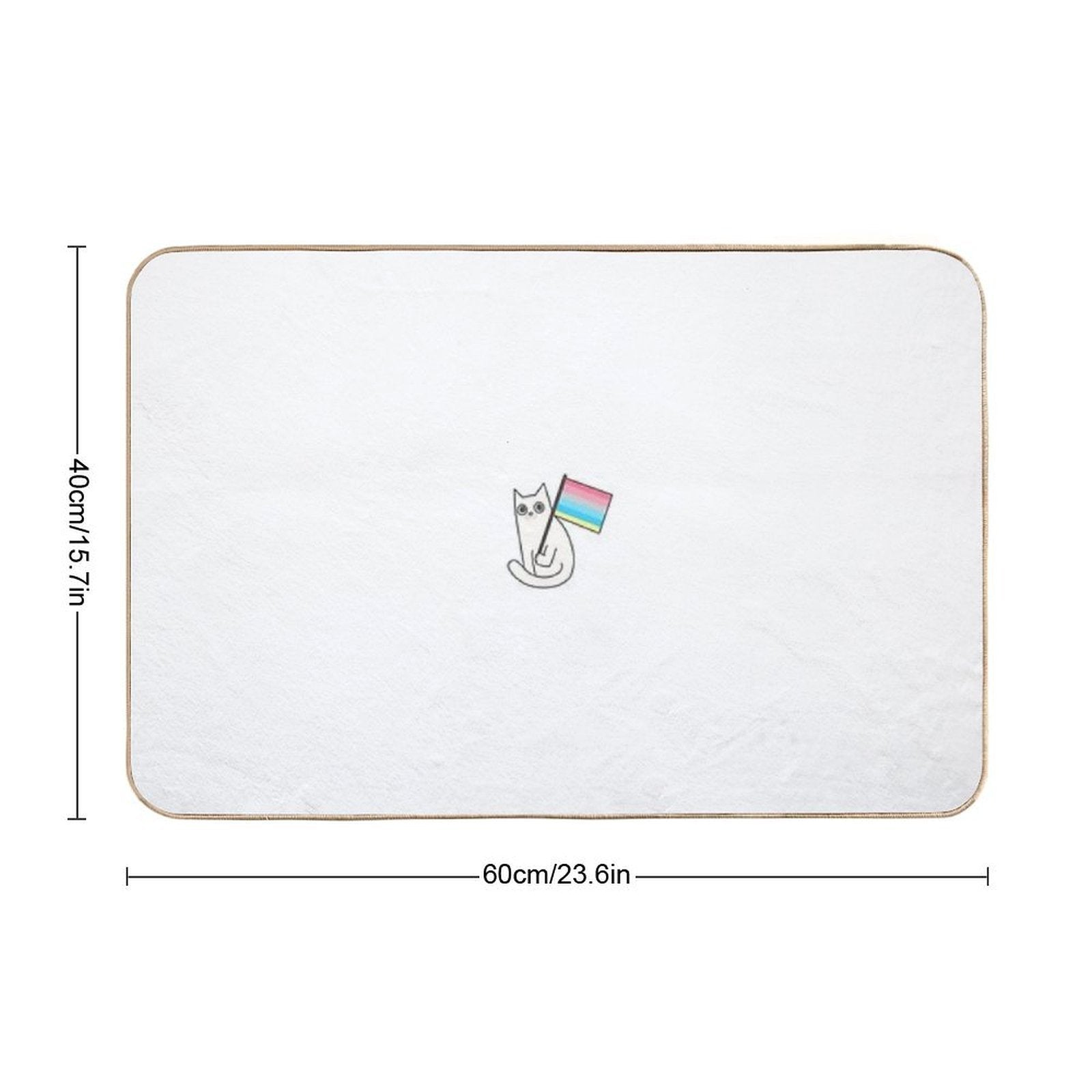 Genderflux Pride Flag White Cat Sticker  Non-Slip Bath Mat