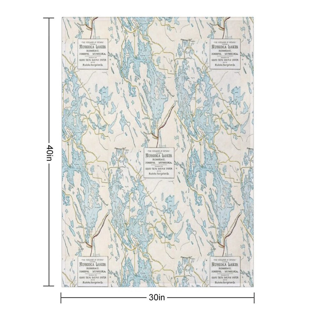 Vintage Muskoka Lakes Map Quick-dry Throw Blanket