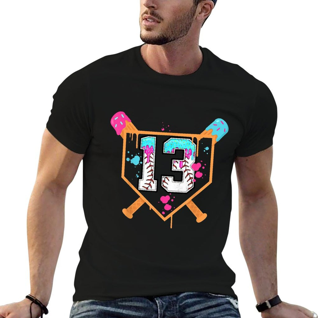Baseball 13th Birthday Ice Cream Drip 13 Years Old Bday Boy  Relaxed-fit T-Shirt