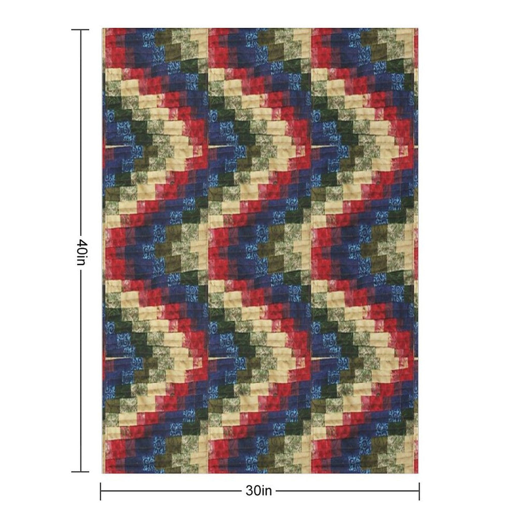 Patchwork Bargello Quilt Block Photo Anti-pilling Throw Blanket
