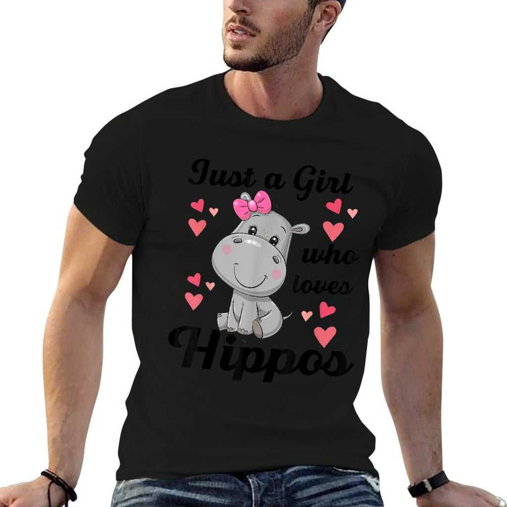 Cute Hippo-Shirt Just A Girl Who Loves Hippo Kids Toddler  Fade-proof Color T-Shirt