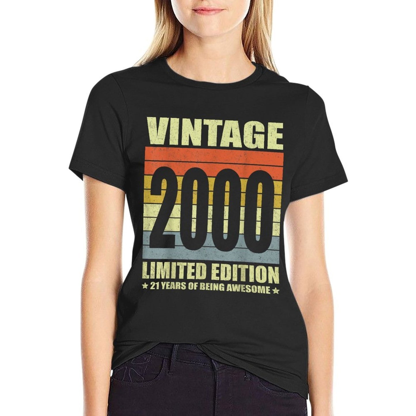 21 Year Old Gifts Vintage 2000 Limited Edition 21st Birthday  Oversized Silhouette T-Shirt