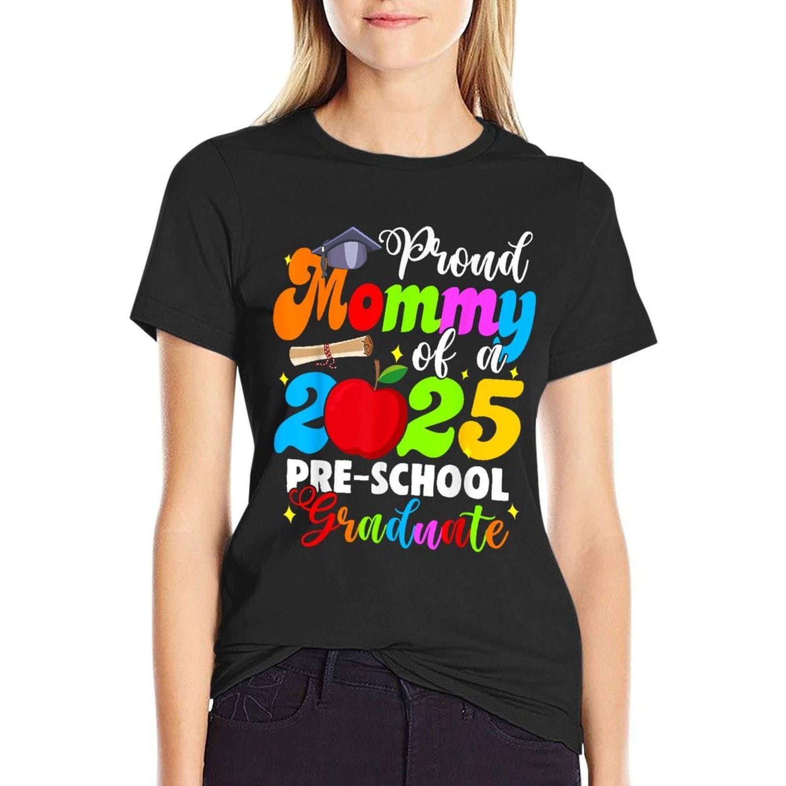 Proud Mommy Of 2025 Pre-school Graduate Graduation Pre-K  Heathered Texture T-Shirt