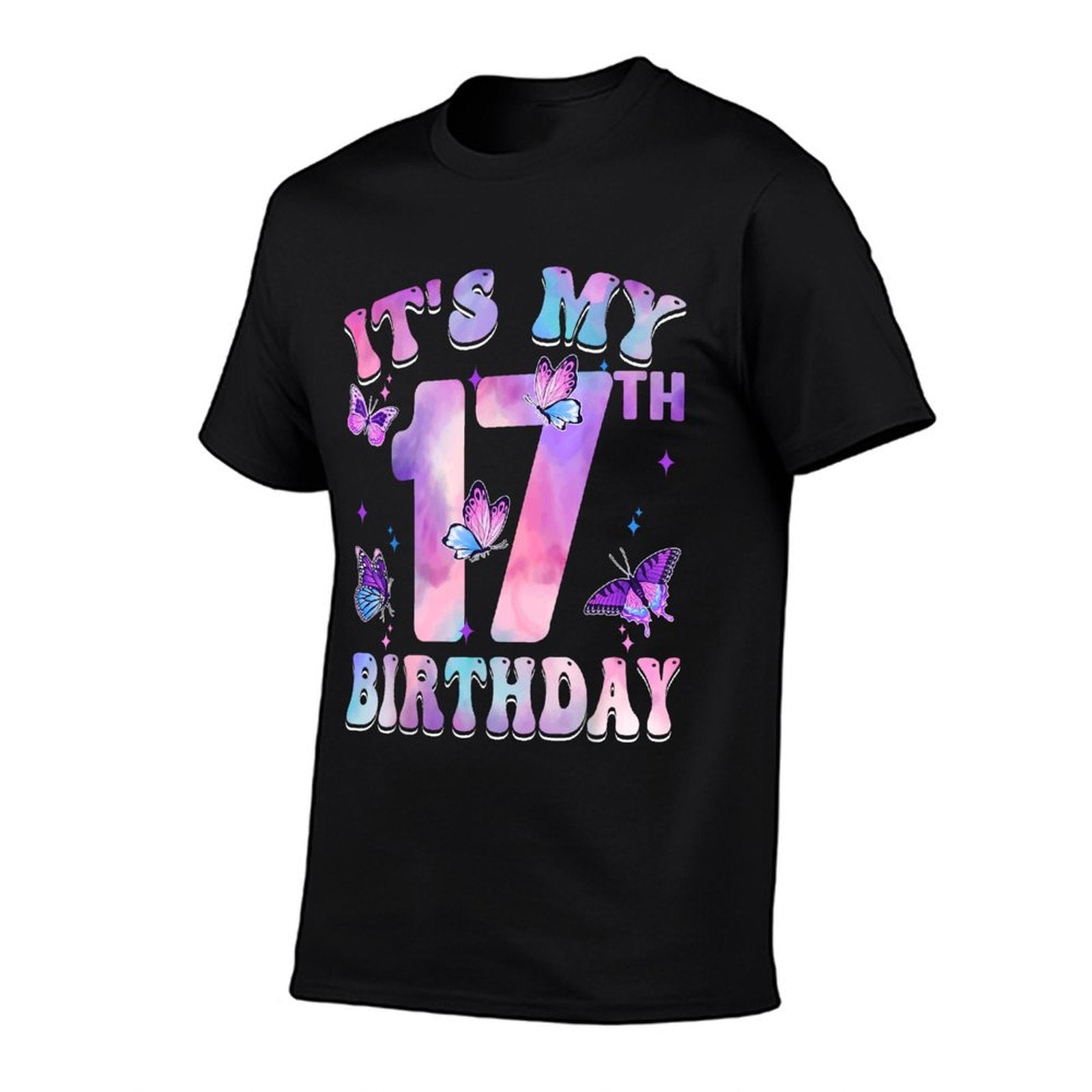 It's My 17th Birthday Butterfly Theme 17 Year Old Party Girl  Versatile T-Shirt