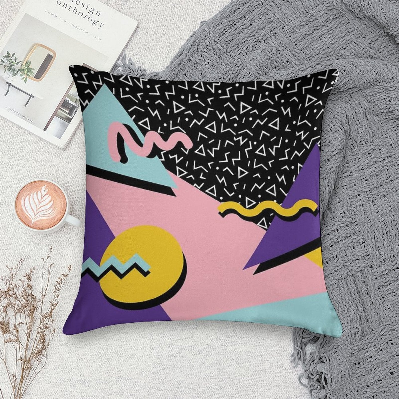 Memphis Pattern 20 - Retro 90s  80s Soft Durable Construction Throw Pillow