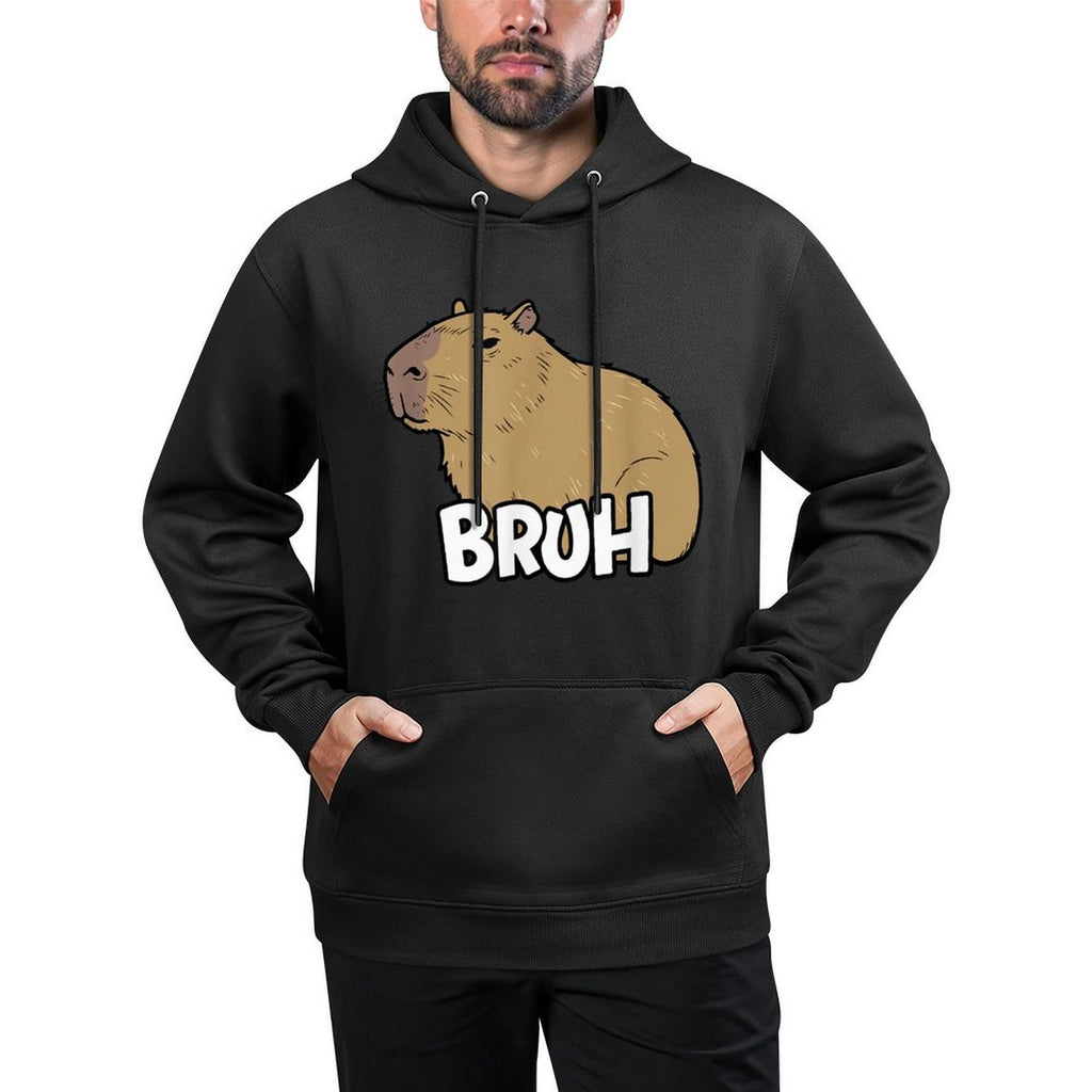 Capybara Meme Saying Bruh With Capybara Boys Girlsns Machine Washable Hoodie