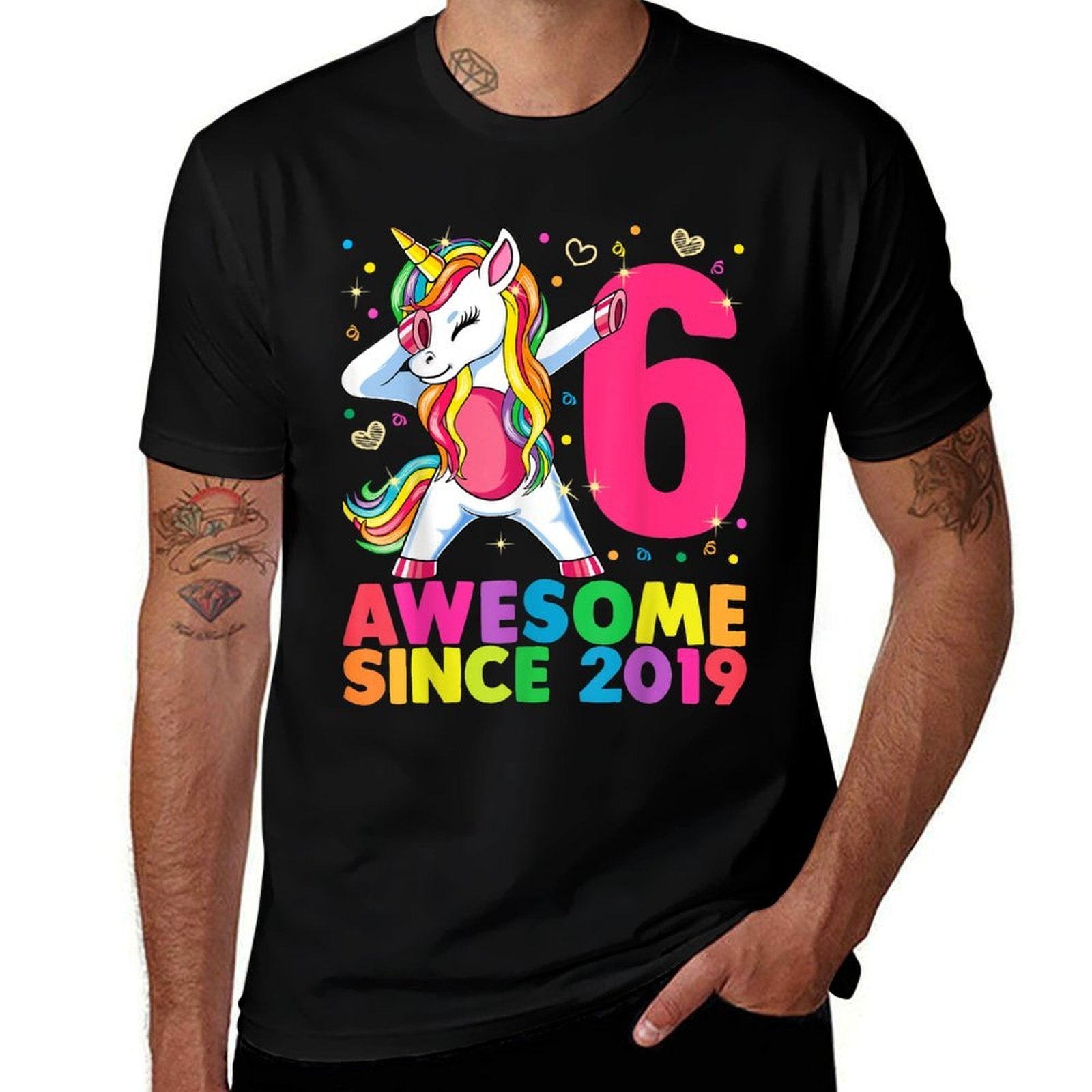 6 Years Old Unicorn Dabbing 6th Birthday Girl Unicorn Party  Relaxed-fit T-Shirt