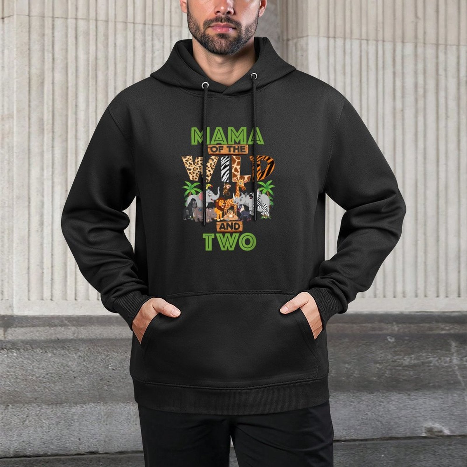 2nd Birthday Zoo Safari Jungle Mama Of The Wild And Two Kangaroo Pocket Hoodie