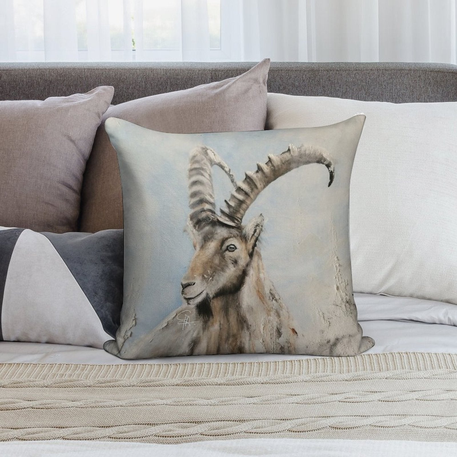 Ibex Goat Soft Shrink-Resistant Throw Pillow