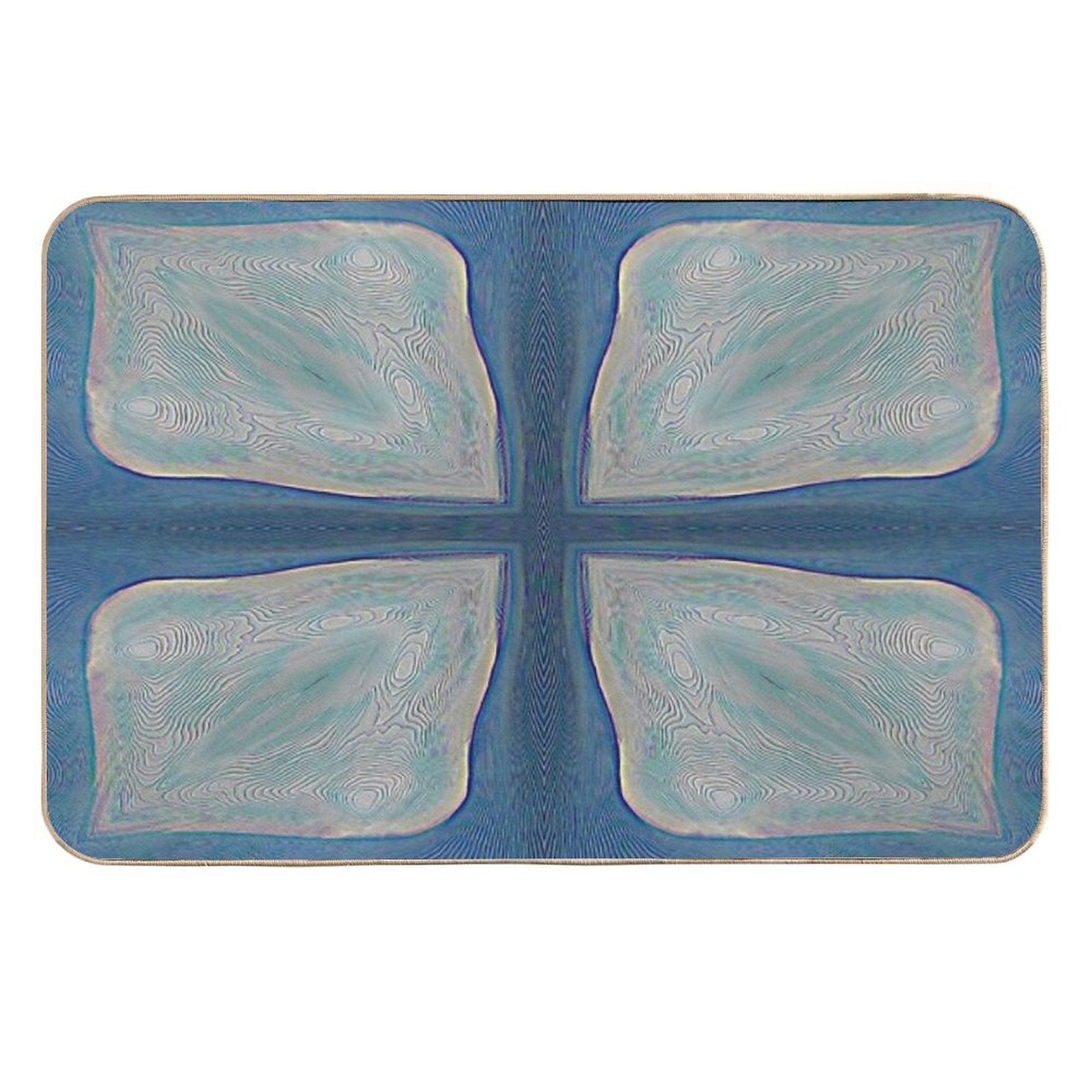 4 Bright Leaf Shapes, with Line Texture, Background Blue  Toxin-Free Bath Mat