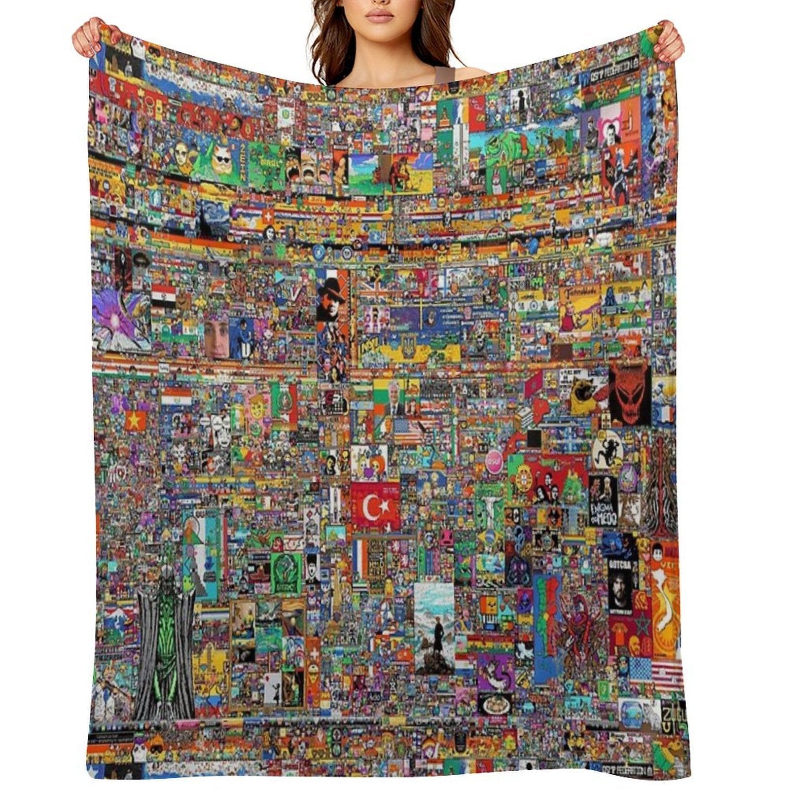 Final Canvas of Reddit Place 2023 Comfort Throw Blanket
