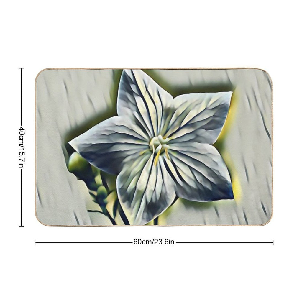 7 Elegant White Flower Designs with Yellow Heart  Minimal Floral Art Print  Toxin-Free Bath Mat