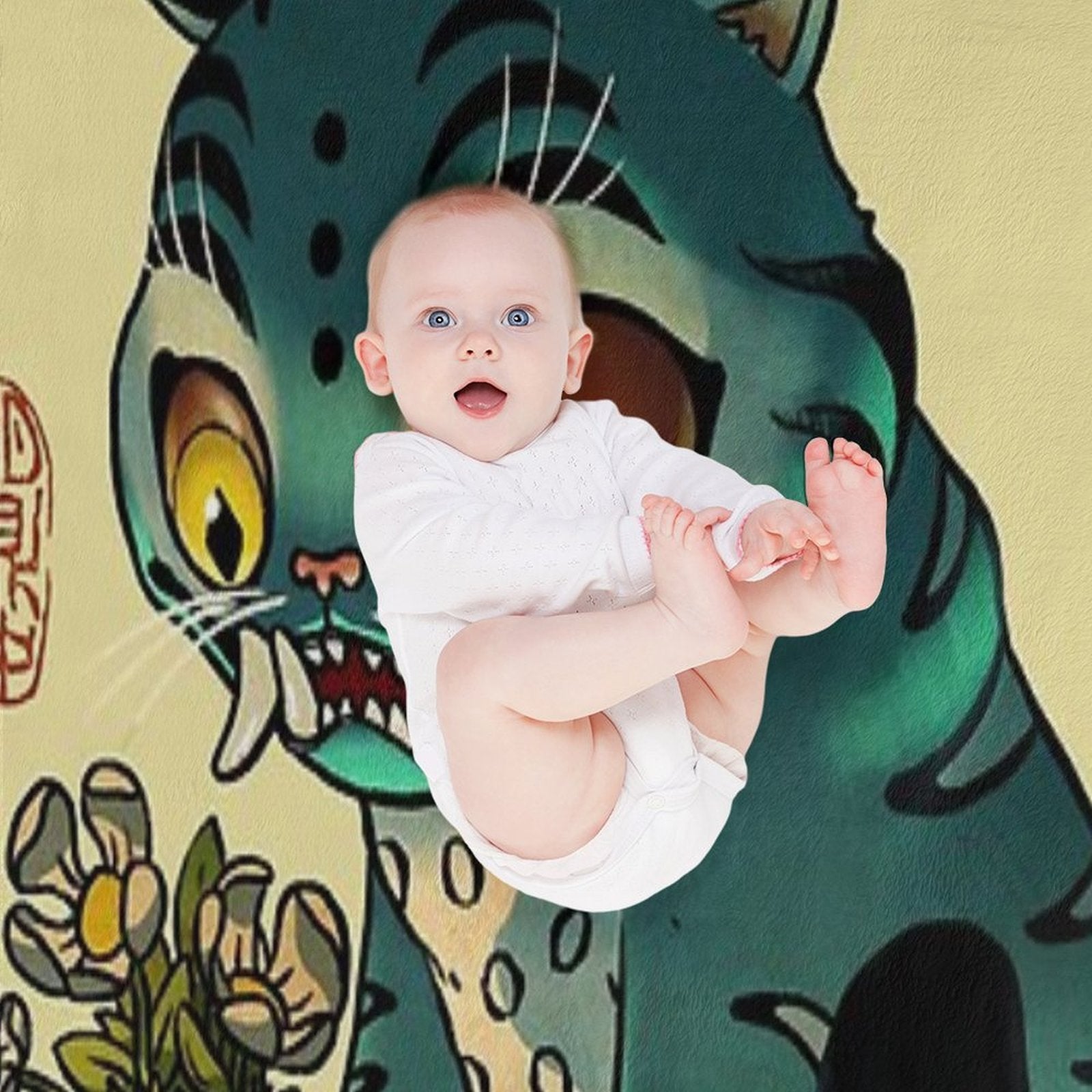 Korean Tiger And Magpie Derpy And Sussie Demon Hunters KPop Asian Fantasy Frog Illustration Shrink-resistant Throw Blanket