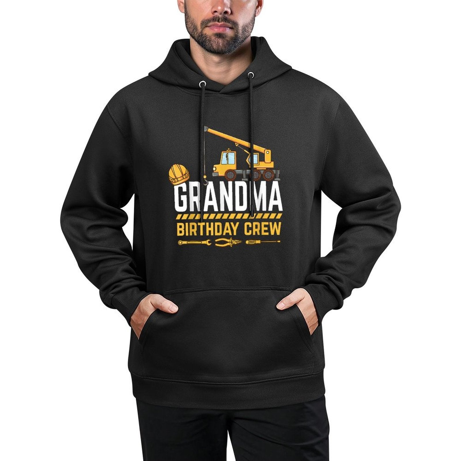 Grandma Birthday Crew Construction Birthday Medium-Weight Fabric Hoodie
